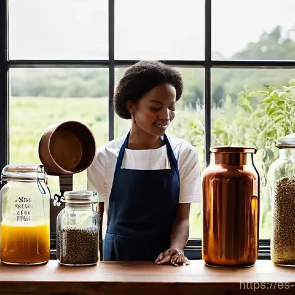 홈메이드 술 상업화 전략 - **Prompt 1: The Artisan's Passionate Craft**
    A warm, inviting, and rustic kitchen or small artis...