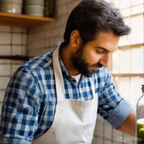 홈메이드 술 기술 혁신 - **Prompt:** A close-up shot of a person in their late 20s to early 30s, wearing a clean, light-color...