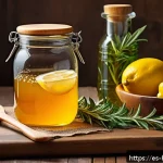 Home 20 홈메이드 코디얼 만들기 - A vibrant, rustic kitchen scene showcasing the preparation of homemade cordial with fresh, organic l...