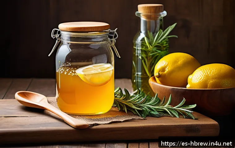 홈메이드 코디얼 만들기 - A vibrant, rustic kitchen scene showcasing the preparation of homemade cordial with fresh, organic l...