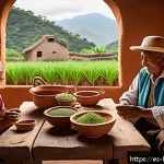 Home 23 홈메이드 전통주 역사 - A warm, inviting rural Latin American family scene during a traditional homemade liquor-making gathe...